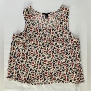 Forever 21 Floral Keyhole Tank Top Size Large